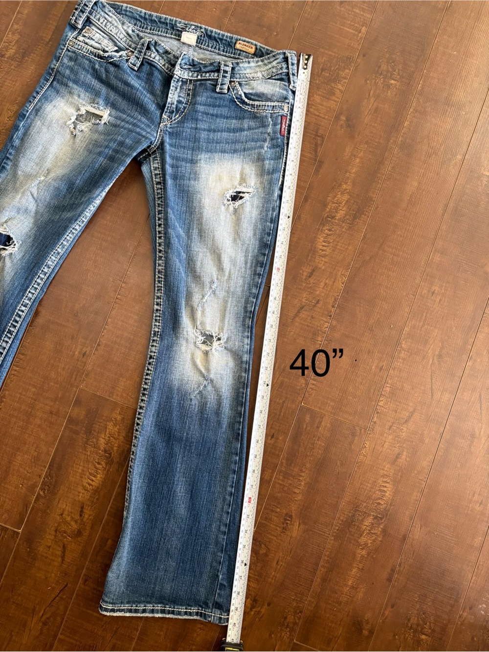 Silver Jeans Co. Pioneer Bootcut Distressed Medium Wash Jeans Size 31x33 - Picture 10 of 12
